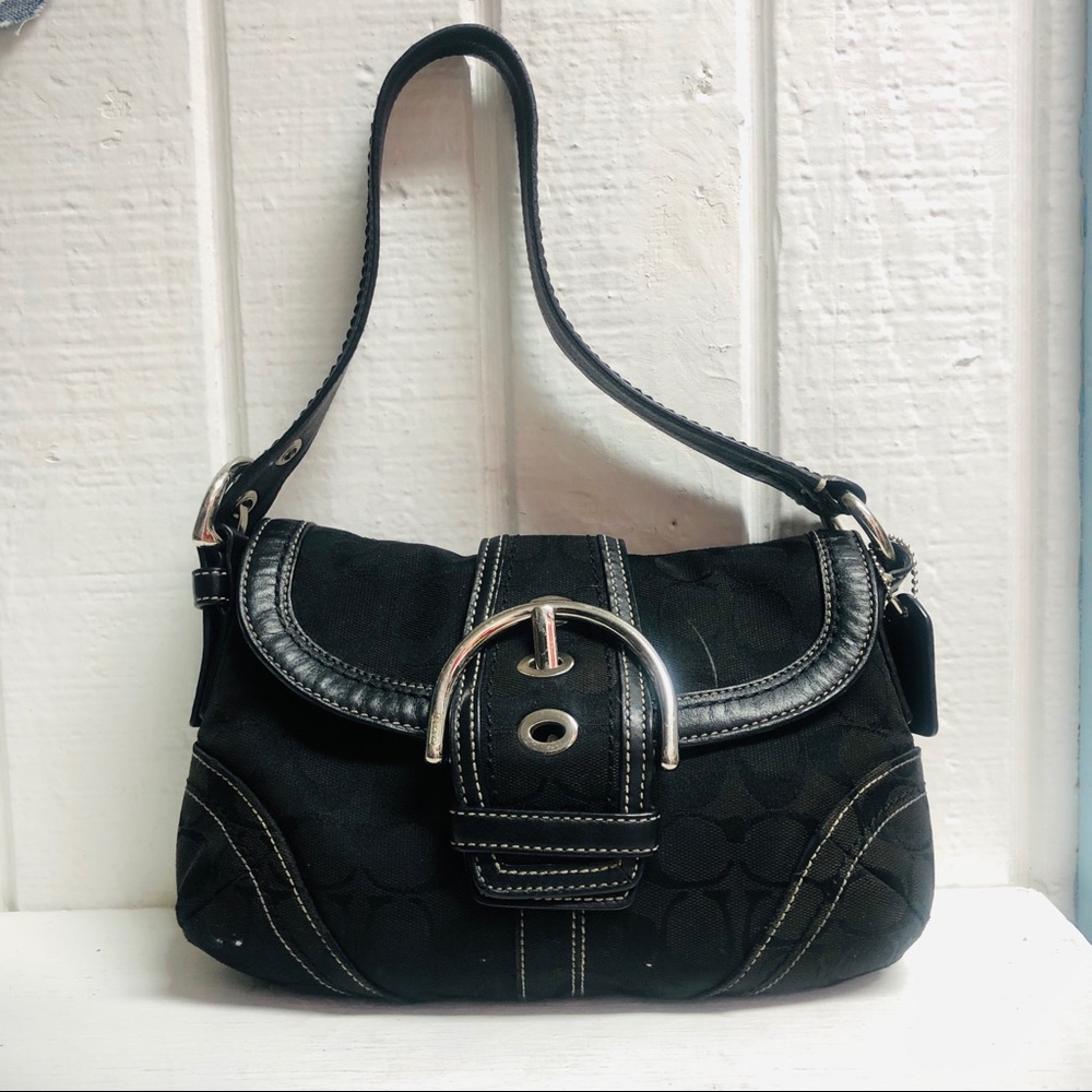 Vintage Coach Soho Signature Black Flap Purse Y2K